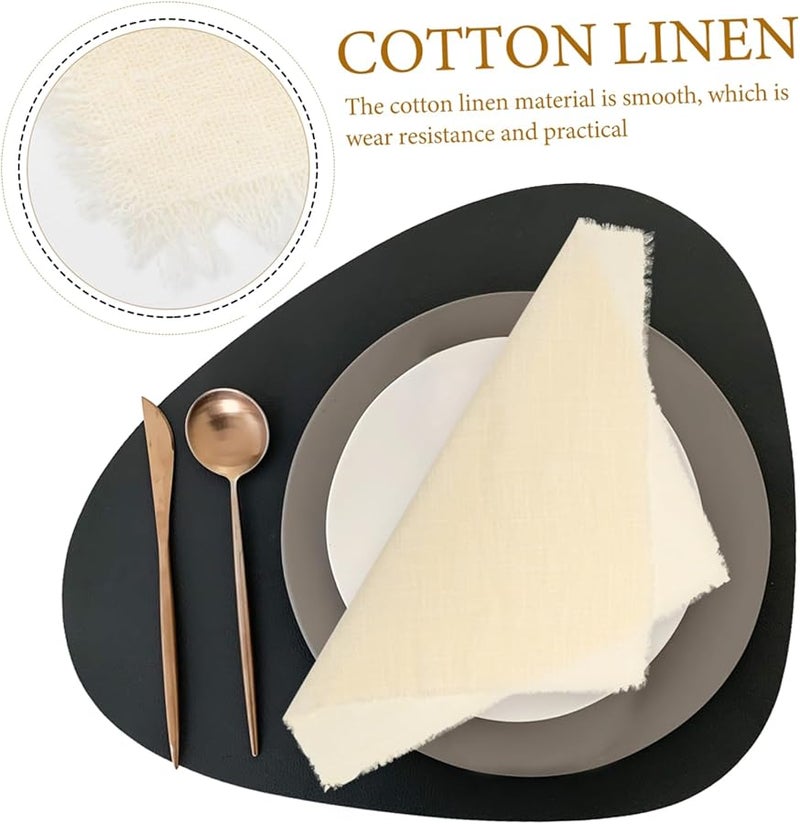 مجموعة مناديل مائدة كتان قطني بلون البيج من 4 قطع أنيقة لحفلات الزفاف وتناول الطعام في الداخل والخارج - Image 5